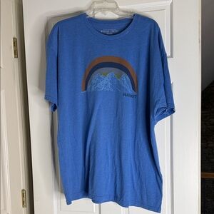 Marmot x threads collab Blue T-Shirt with Mountain and Rainbow Graphic xxl